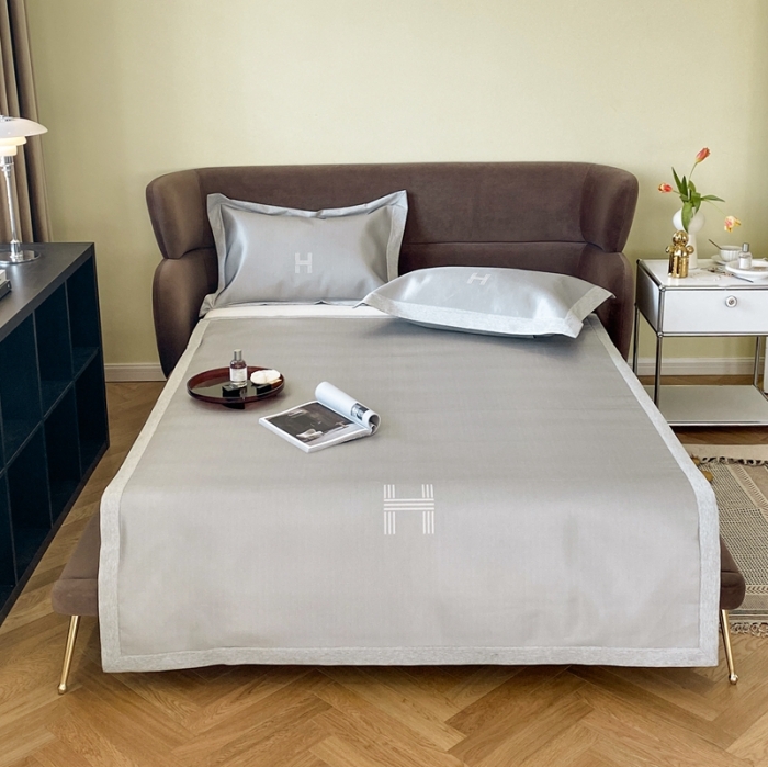 91家纺网 家纺一手货源 找家纺 时年家纺 2021新款水洗冰露丝养生凉席数码印花-轻奢 H-浅灰