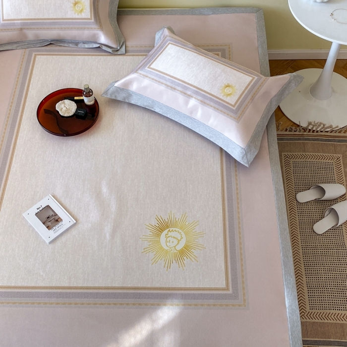 91家纺网 家纺一手货源 找家纺 时年家纺 2021新款水洗冰露丝养生凉席数码印花-轻奢 小幸运粉