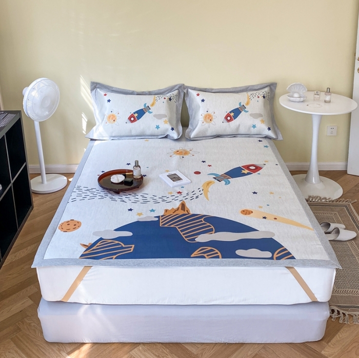 91家纺网 家纺一手货源 找家纺 时年家纺 2021新款水洗冰露丝养生凉席数码印花-轻奢 追梦