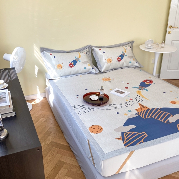 91家纺网 家纺一手货源 找家纺 时年家纺 2021新款水洗冰露丝养生凉席数码印花-轻奢 追梦