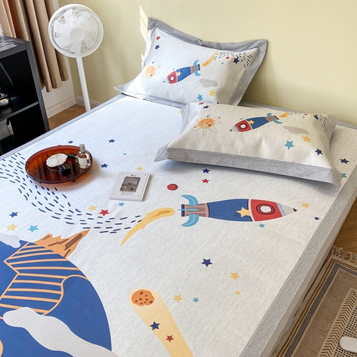 91家纺网 家纺一手货源 找家纺 时年家纺 2021新款水洗冰露丝养生凉席数码印花-轻奢 追梦