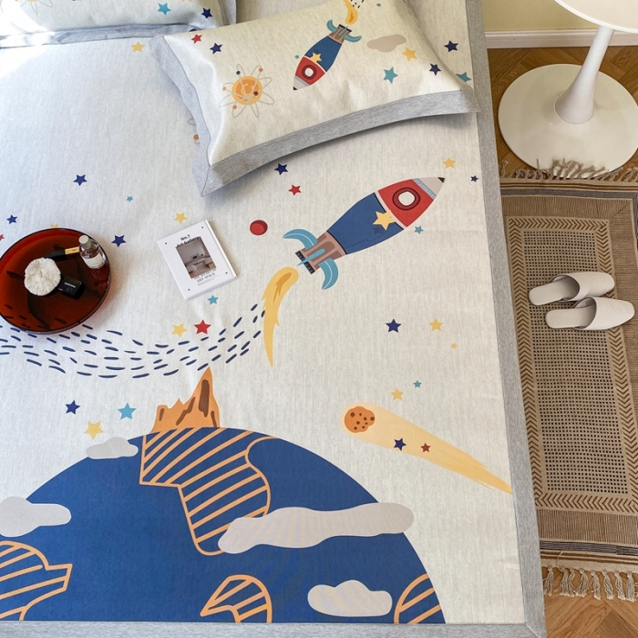 91家纺网 家纺一手货源 找家纺 时年家纺 2021新款水洗冰露丝养生凉席数码印花-轻奢 追梦