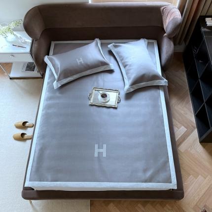 时年2021新水洗冰露丝养生席数码印花-轻奢风格二H-咖色2