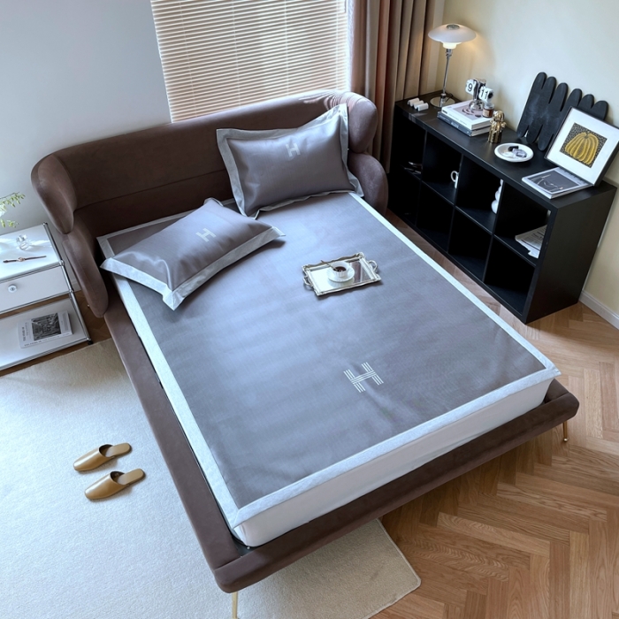 91家纺网 家纺一手货源 找家纺 时年2021新水洗冰露丝养生席数码印花-轻奢风格二H-咖色2