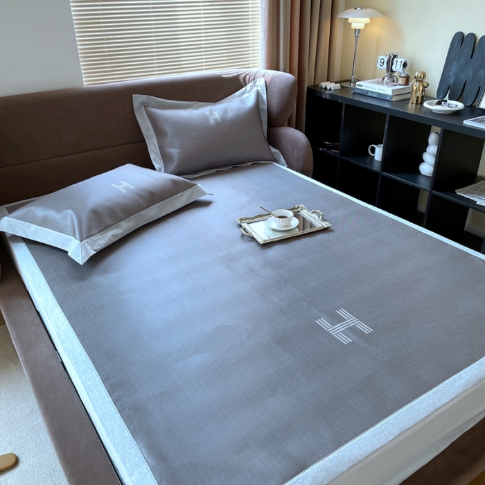 91家纺网 家纺一手货源 找家纺 时年2021新水洗冰露丝养生席数码印花-轻奢风格二H-咖色2