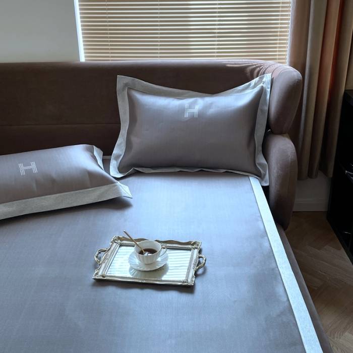 91家纺网 家纺一手货源 找家纺 时年2021新水洗冰露丝养生席数码印花-轻奢风格二H-咖色2