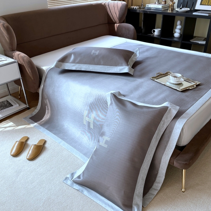 91家纺网 家纺一手货源 找家纺 时年2021新水洗冰露丝养生席数码印花-轻奢风格二H-咖色2