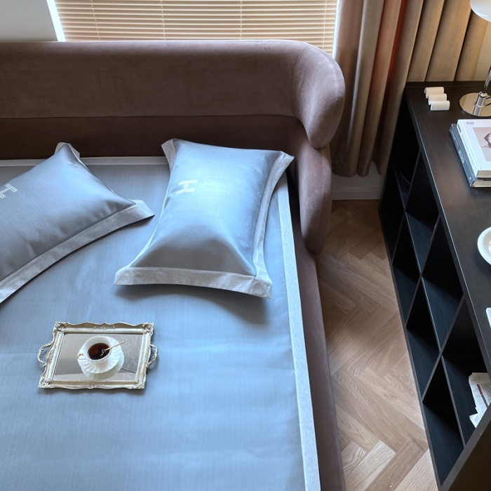 91家纺网 家纺一手货源 找家纺 时年2021新款水洗冰露丝养生凉席数码印花-轻奢风格二H深灰2