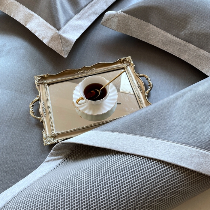 91家纺网 家纺一手货源 找家纺 时年2021新款水洗冰露丝养生凉席数码印花-轻奢风格二H深灰2