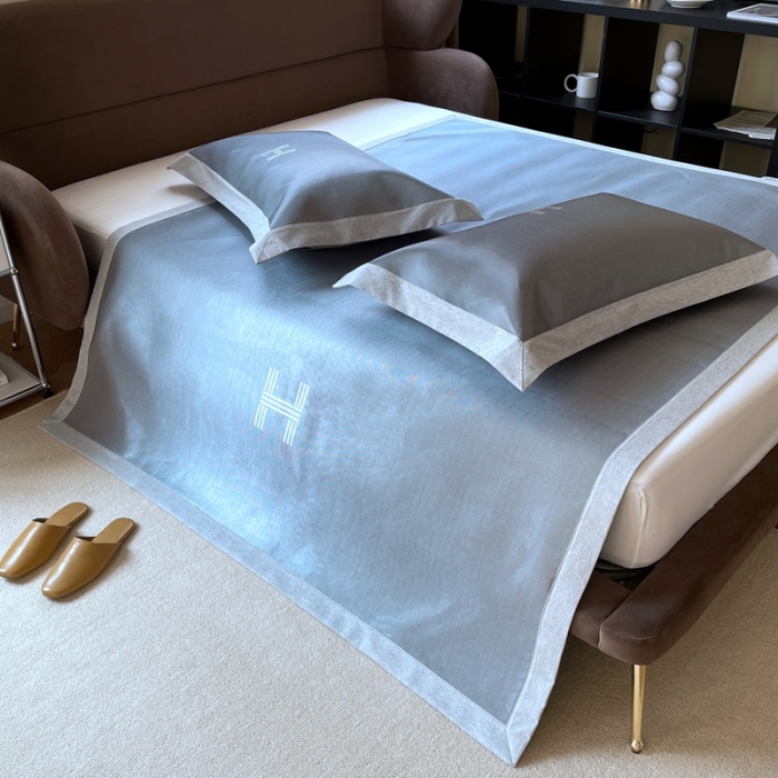 91家纺网 家纺一手货源 找家纺 时年2021新款水洗冰露丝养生凉席数码印花-轻奢风格二H深灰2