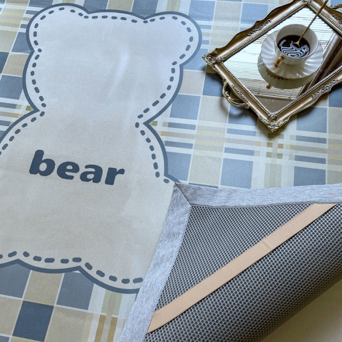 91家纺网 家纺一手货源 找家纺 时年 2021新款水洗冰露丝养生凉席数码印花轻奢风格二格子熊2