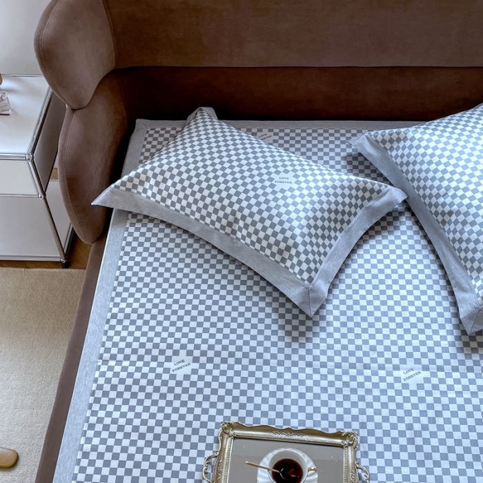 91家纺网 家纺一手货源 找家纺 时年 2021新款水洗冰露丝养生凉席数码印花轻奢风格二棋盘格2