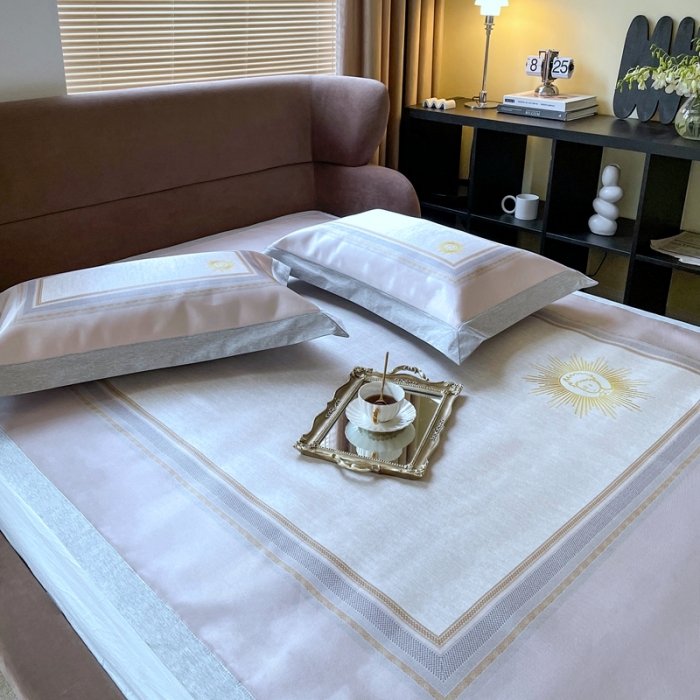 91家纺网 家纺一手货源 找家纺 时年2021新款水洗冰露丝养生凉席数码印花轻奢风格二小幸运粉2