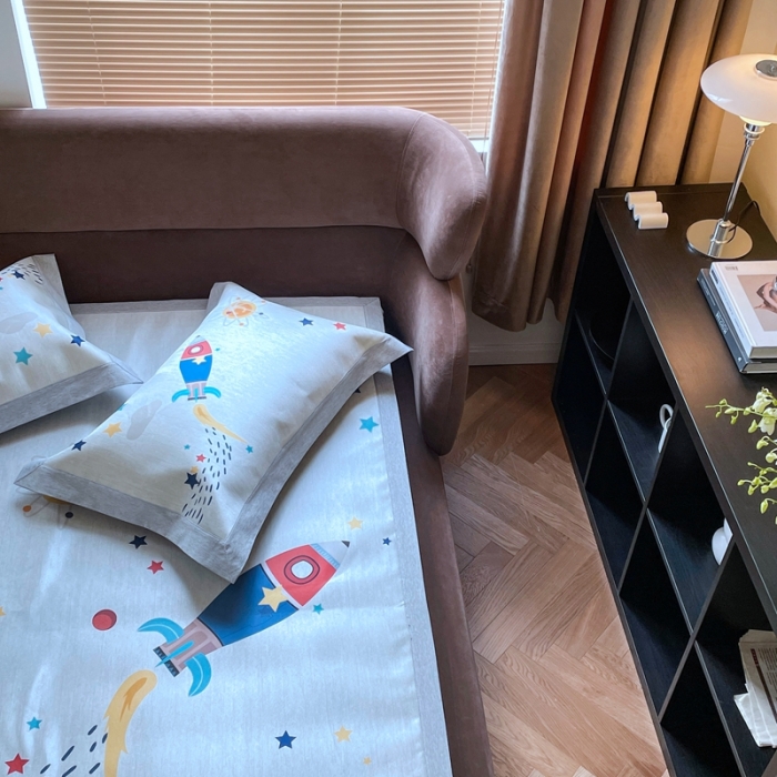 91家纺网 家纺一手货源 找家纺 时年 2021新款水洗冰露丝养生凉席数码印花轻奢风格二追梦2