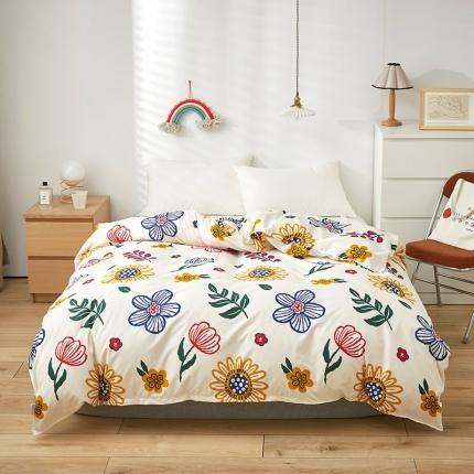 91家纺网 家纺一手货源 找家纺 钰锦珀 2021新款芦荟棉单品被套 幸福花