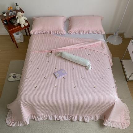 91家纺网 家纺一手货源 找家纺 漫调 2021新款全棉水洗刺绣床盖三件套实拍 彩虹粉