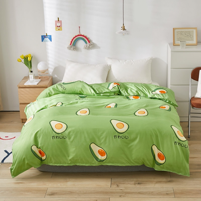 91家纺网 家纺一手货源 找家纺 钰锦珀 2021新款芦荟棉单品被套 牛油果