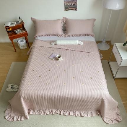 漫调 2021新款全棉水洗刺绣床盖三件套实拍 樱桃豆沙