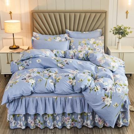 91家纺网 家纺一手货源 找家纺 （总）2021新款韩版磨毛床裙四件套