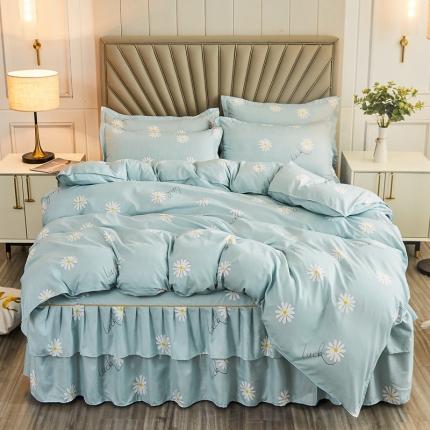 91家纺网 家纺一手货源 找家纺 （总）2021新款韩版磨毛床裙四件套