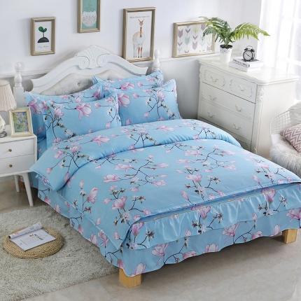 91家纺网 家纺一手货源 找家纺 雨田 2021新款韩版磨毛床裙四件套 雨梦兰心