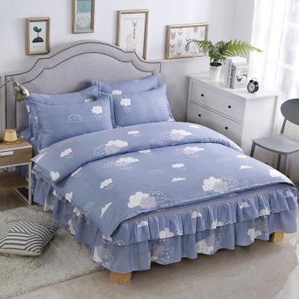 91家纺网 家纺一手货源 找家纺 雨田 2021新款韩版磨毛床裙四件套 云朵