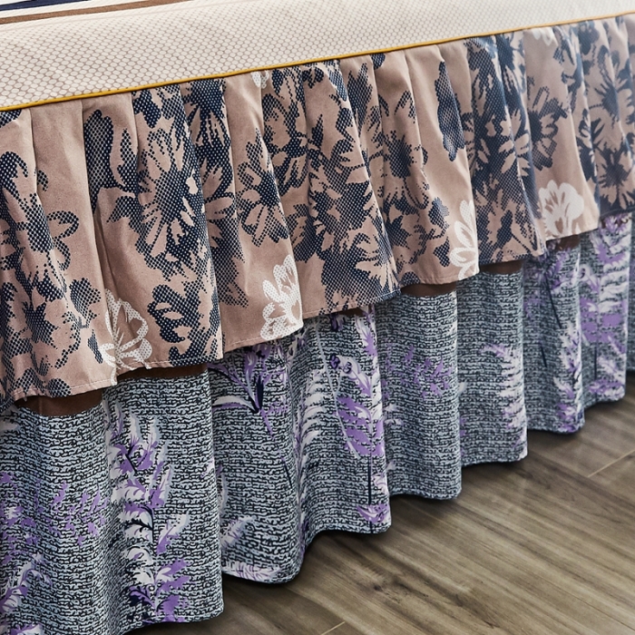 91家纺网 家纺一手货源 找家纺 雨田 2021新款韩版磨毛床裙四件套 春之絮