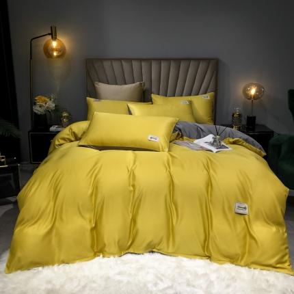 91家纺网 家纺一手货源 找家纺 大麦乐田 2023新款纯色四件套 路易黄