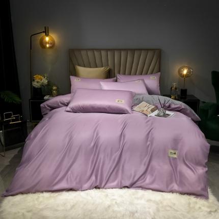 91家纺网 家纺一手货源 找家纺 大麦乐田 2023新款纯色四件套 葡萄紫