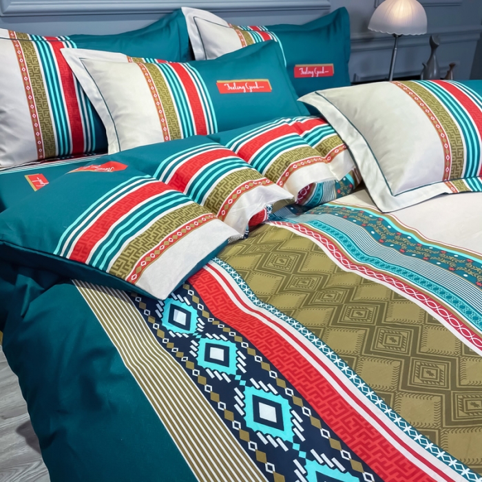 91家纺网 家纺一手货源 找家纺 金爱家 2021新款全棉活性花卉系列四件套 梵尼