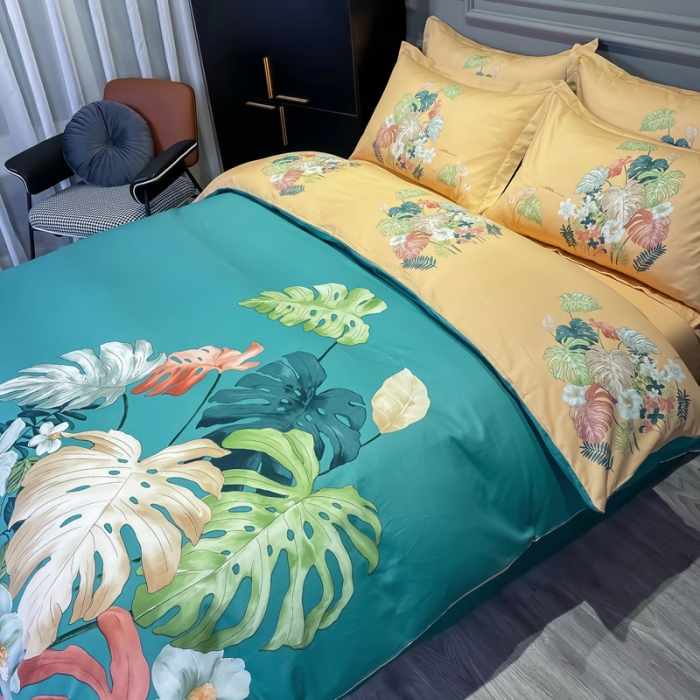 91家纺网 家纺一手货源 找家纺 金爱家 2021新款全棉活性花卉系列四件套 曼舞