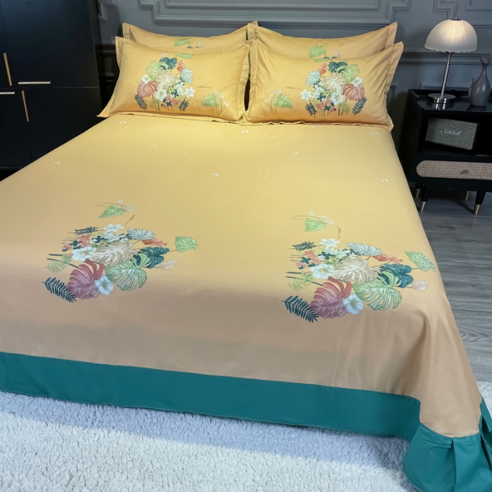 91家纺网 家纺一手货源 找家纺 金爱家 2021新款全棉活性花卉系列四件套 曼舞