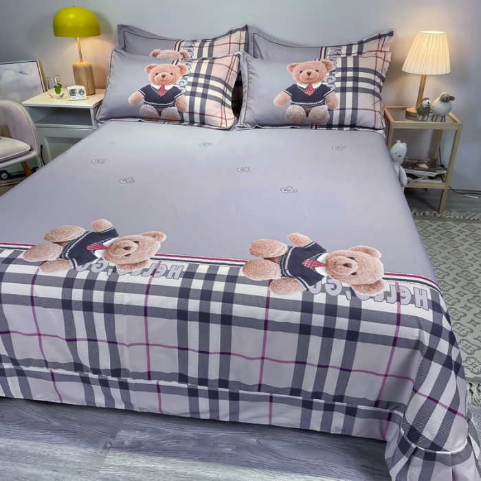 91家纺网 家纺一手货源 找家纺 金爱家 2021新款13372大版全棉卡通四件套 泰迪熊