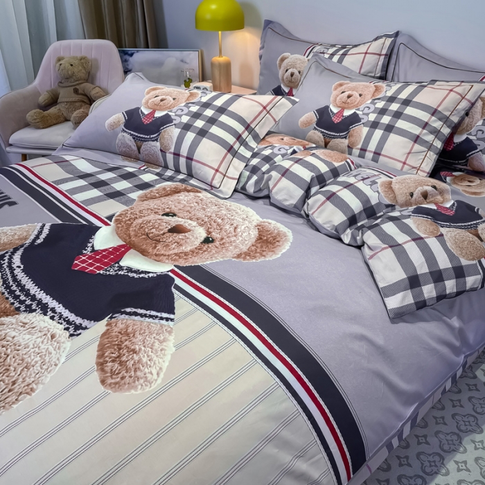 91家纺网 家纺一手货源 找家纺 金爱家 2021新款13372大版全棉卡通四件套 泰迪熊