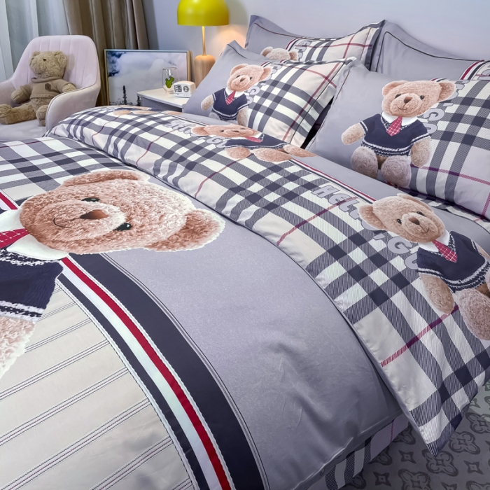 91家纺网 家纺一手货源 找家纺 金爱家 2021新款13372大版全棉卡通四件套 泰迪熊