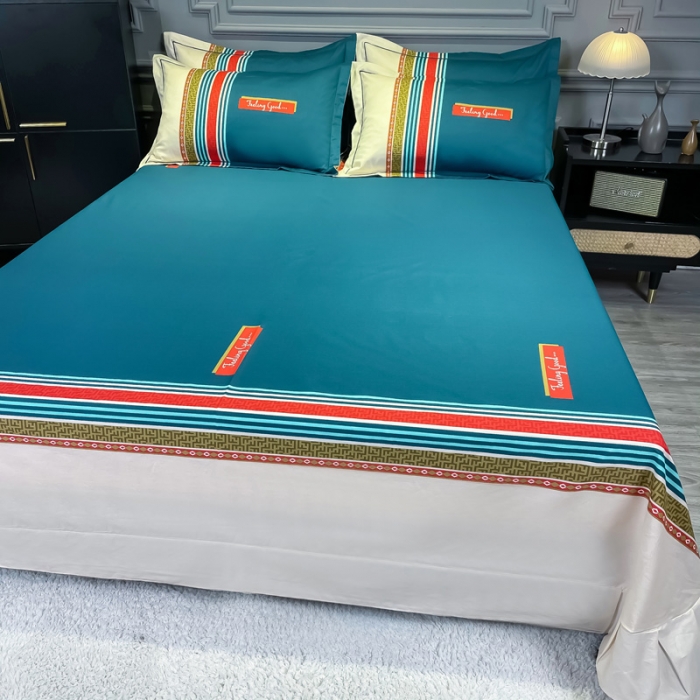 91家纺网 家纺一手货源 找家纺 金爱家 2021新款全棉13372四件套条格简约系列 梵尼