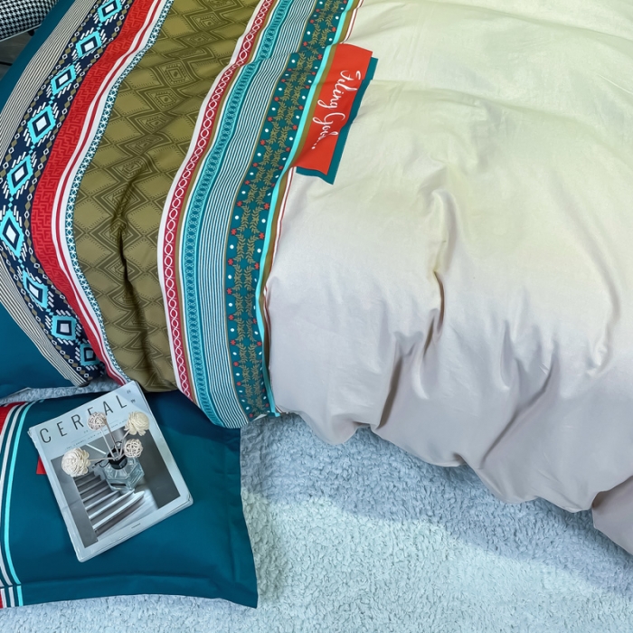 91家纺网 家纺一手货源 找家纺 金爱家 2021新款全棉13372四件套条格简约系列 梵尼