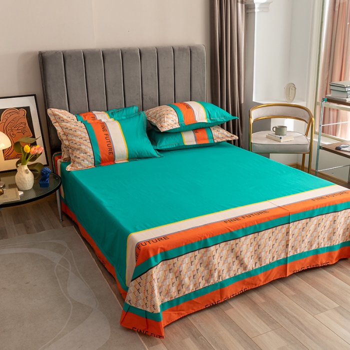 91家纺网 家纺一手货源 找家纺 金爱家 2021新款全棉13372四件套条格简约系列 格拉1