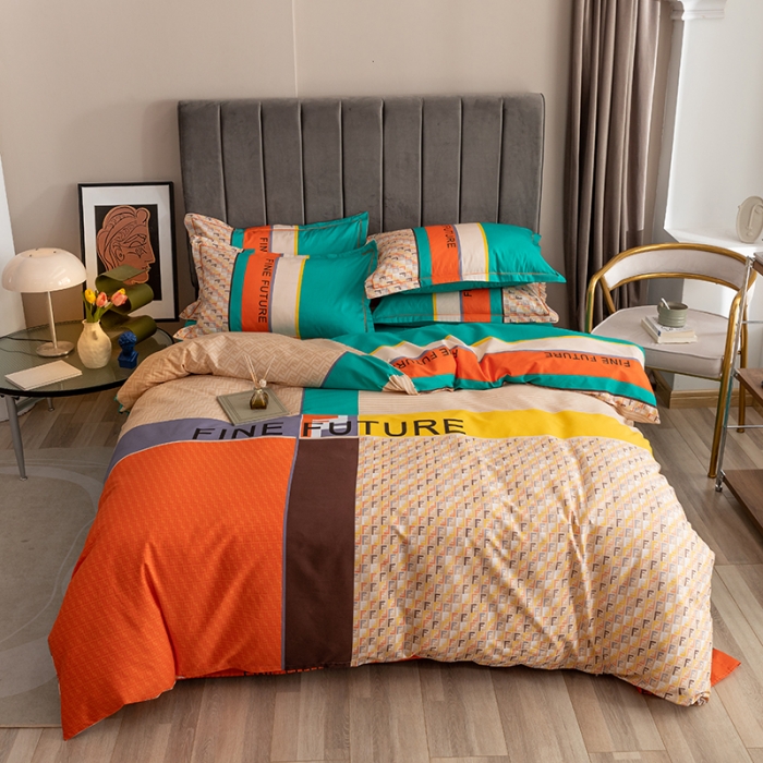 91家纺网 家纺一手货源 找家纺 金爱家 2021新款全棉13372四件套条格简约系列 格拉1