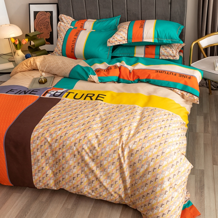 91家纺网 家纺一手货源 找家纺 金爱家 2021新款全棉13372四件套条格简约系列 格拉1