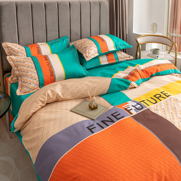 91家纺网 家纺一手货源 找家纺 金爱家 2021新款全棉13372四件套条格简约系列 格拉1