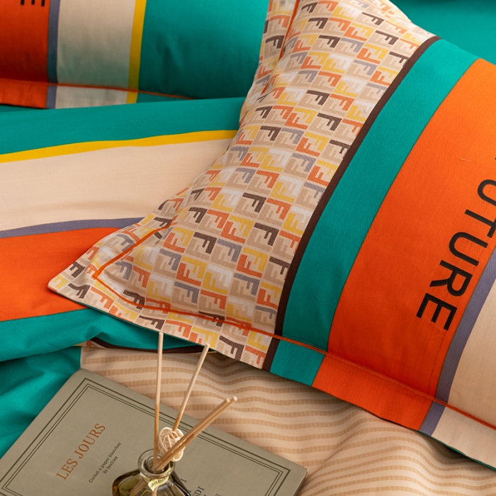 91家纺网 家纺一手货源 找家纺 金爱家 2021新款全棉13372四件套条格简约系列 格拉1