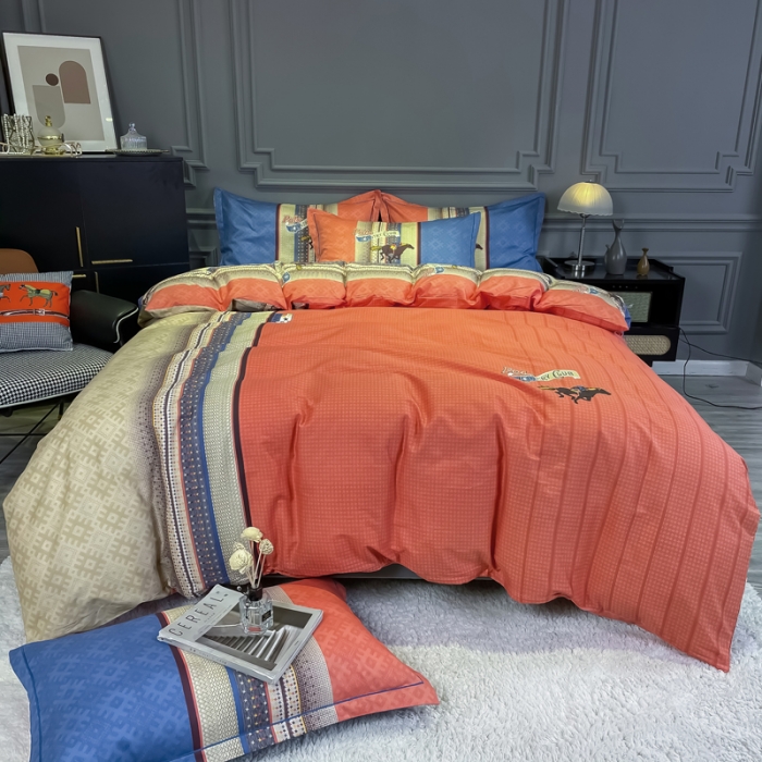 91家纺网 家纺一手货源 找家纺 金爱家 2021新款全棉13372四件套条格简约系列 欧派1