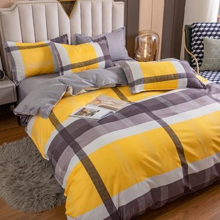 91家纺网 家纺一手货源 找家纺 米粒 2021新款芦荟棉套件 彩色空间