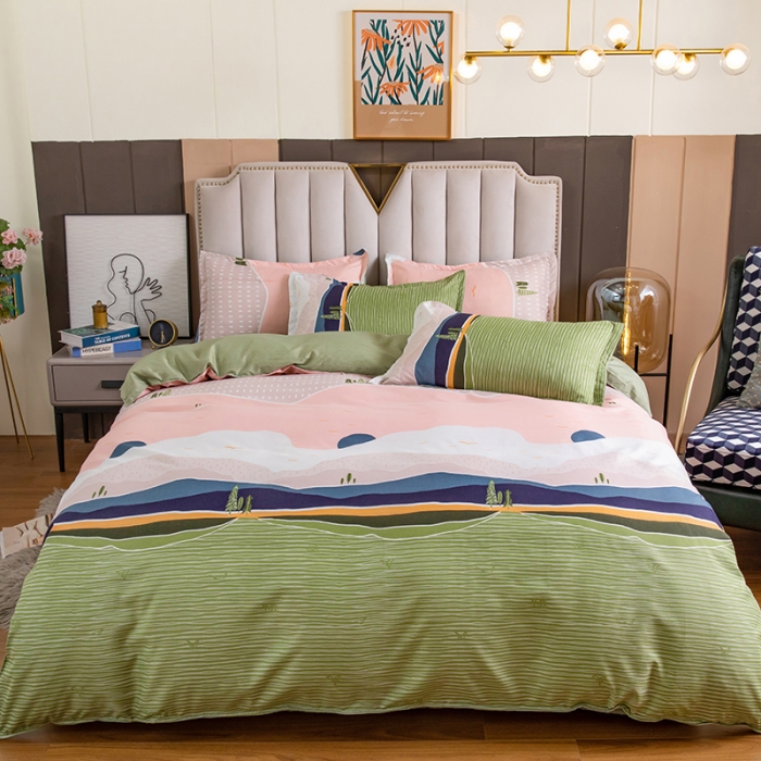 91家纺网 家纺一手货源 找家纺 米粒 2021新款芦荟棉套件 风景