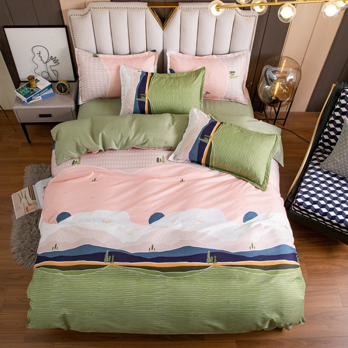 91家纺网 家纺一手货源 找家纺 米粒 2021新款芦荟棉套件 风景