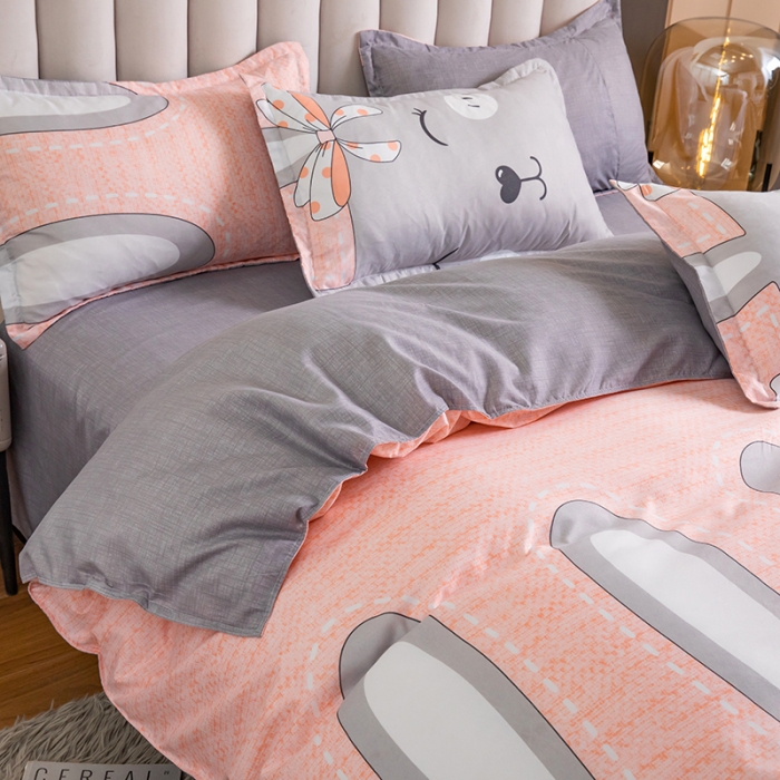 91家纺网 家纺一手货源 找家纺 米粒 2021新款芦荟棉套件 萌兔