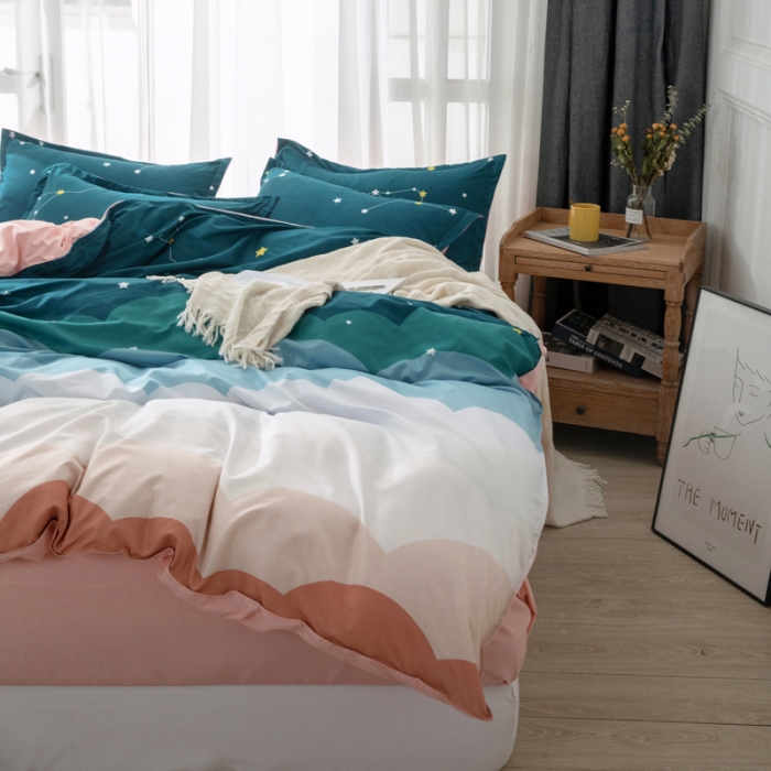 91家纺网 家纺一手货源 找家纺 米粒 2021新款芦荟棉套件 星空