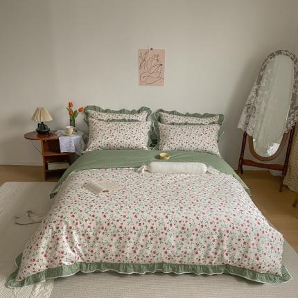 91家纺网 家纺一手货源 找家纺 棉生活 2022新款韩系花边碎花四件套 法尔曼