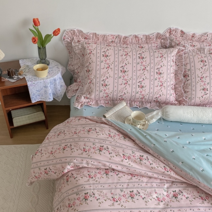 91家纺网 家纺一手货源 找家纺 （总）棉生活 2022新款韩系花边碎花四件套